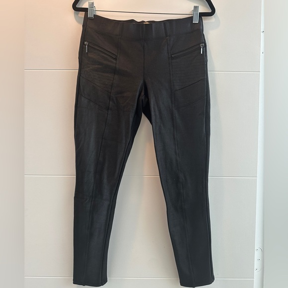 Democracy Black Faux Leather Pants w/ Zipper Details Winter Chic Edgy Designer 6 - Picture 7 of 12